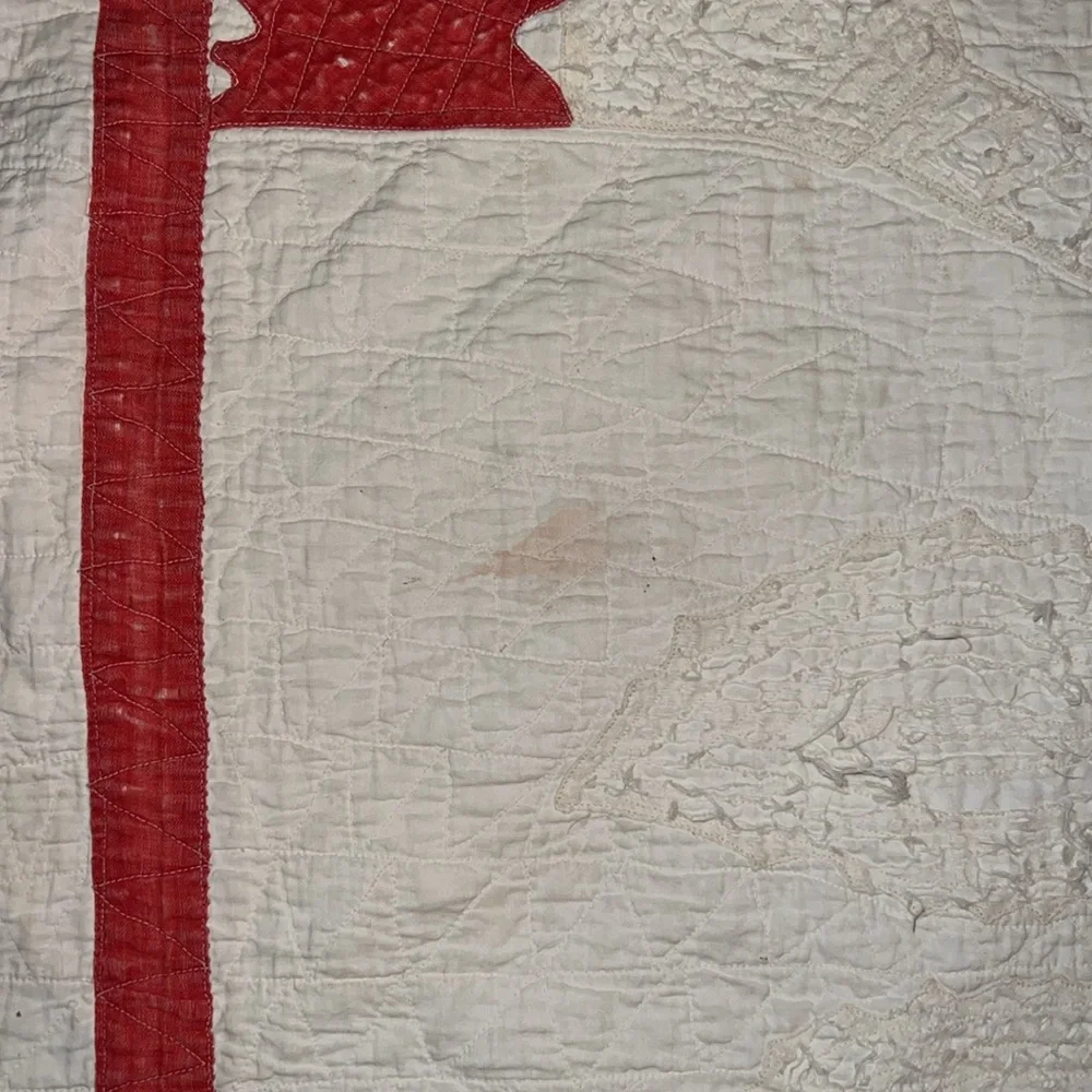 Antique handmade quilt 82” x 66” hand stitched patchwork